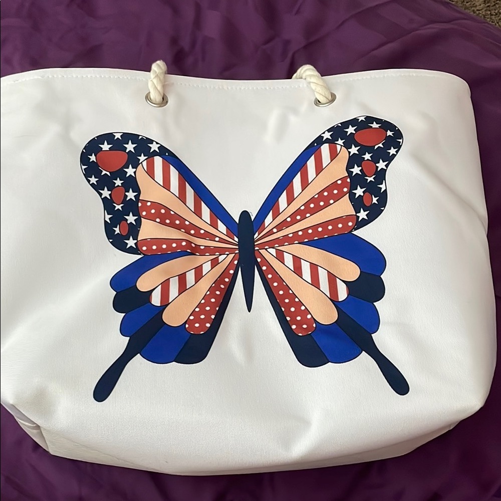 White Butterfly Tote Bag